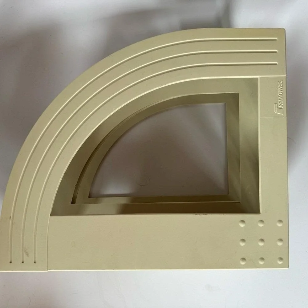 VTG 70s Fellowes Magazine Holders (2) Cream Plastic Curve Arc Office Classroom